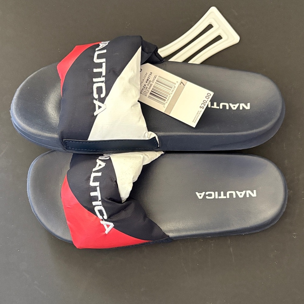 Nautica Blue and Red Slide Sandals - Picture 2 of 5